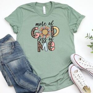 Love in Faith More of God Less of Me Medium shirt- Sunflower